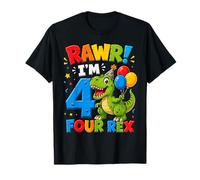 Rawr I'm 4 Four Rex Dinosaur 4th Birthday Boy Party T-Shirt