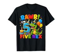 Rawr I'm 5 Five Rex Dinosaur 5th Birthday Boy Party T-Shirt