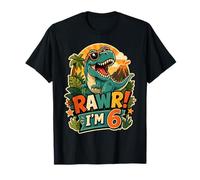 Rawr I'm 6 Cool T-Rex Dinosaur Jungle 6th Birthday Boy T-Shirt
