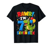 Rawr I'm 7 Seven Rex Dinosaur 7th Birthday Boy Party T-Shirt