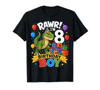 Rawr I'm 8 Birthday Boy Dinosaur T Rex 8 Years Old T-Shirt