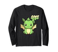 Rawr I'm a Dinosaur Cute Green Dragon Roar Long Sleeve T-Shirt
