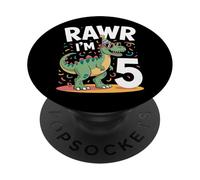 Rawr Im Five Dinosaur Boys Girls Kids Fifth Birthday Party PopSockets Adhesive PopGrip