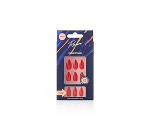 RAWR Long Stiletto Press-On Nails - Sharp Pointed Acrylic Fake Nails Full Cover Set - 24 Durable False Nails for Women and Girls - Fashionable Press-On Nail Kit - Red