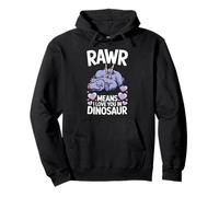 Rawr Means I Love You in Dinosaur Sleepy Stegosaurus Design Pullover Hoodie