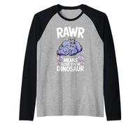 Rawr Means I Love You in Dinosaur Sleepy Stegosaurus Design Raglan Baseball Tee
