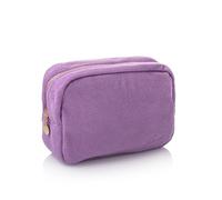 RAWR Terry Towel Cosmetic Bag for Women, Floral Cotton Cosmetic Organizer Pouch, Cute Toiletry Storage Makeup Case, Stylish Travel Essentials Bag - Purple