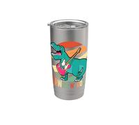 Rawrk N' Roll T-Rex Dinosaur Guitar Player Guitarist Stainless Steel Insulated Tumbler