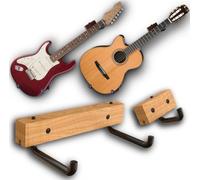 RawRock Guitar Hanger Wall Mount Horizontal - Tilted Display Ukulele, Bass, Electric Guitar, Banjo at a Slanted Angle (Country Classic)