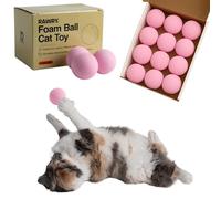 Rawry Foam Ball Cat Toy Set - 12 Foam Balls for Indoor Cats & Kittens | Soft, Durable, Bouncy Balls for Playtime & Exercise | Lightweight, Non-Toxic, Easy for Cats to Chase (Pink)