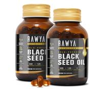 Rawya Black Seed Oil - 120 Softgel Capsules, Cold-Pressed Nigella Sativa, Pure Black Cumin Seed Oil, Rich in Omega Fatty Acids, Cumin Seeds for Radiant Skin & Hair Nourishment - 500mg Each, 2 Pack