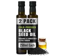 RAWYA Organic Cold-Pressed Black Seed Oil 250ml, Turkish Black Cumin (Kalonji, Nigella Sativa), Unrefined, Rich in Omega-3, 6, 9, Strong Taste for Hair, Skin, Face and Overall Wellness, Pack of 2