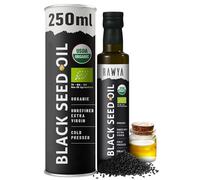 RAWYA Organic Cold-Pressed Black Seed Oil 250ml, Turkish Black Cumin (Kalonji, Nigella Sativa), Unrefined, Rich in Omega-3-6-9, Strong Taste, for Hair, Skin, Face and Overall Wellness, Pack of 1