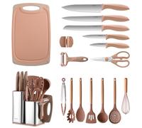 RAXCO Kitchen Knife Sets with Block, 18-Piece Kitchen Utensils with 5-Piece Knife Sets and 7-Piece Silicone Spatula