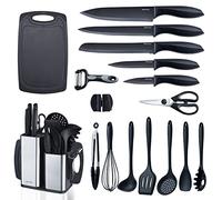 RAXCO Kitchen Knife Sets with Block, 18-Piece Kitchen Utensils with 5-Piece Knife Sets and 7-Piece Silicone Spatula