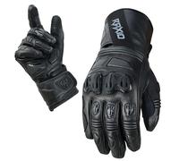 RAXID Rumble CE Waterproof Motorcycle Gloves Genuine Leather, All Weather Certified Protection, Black, Black, S