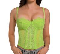 Raxnode Lace Bustier Corset Tops for Women - Sexy Going Out Party Club Top with Buckle, Green, X-Large