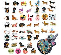 Raxove Cute Dachshund Stickers, 50pcs Waterproof Dog Decals, Funny Animal Decal, Dachshund Stickers, Cartoon Decal Gift for Teens, Girls,
