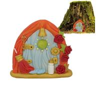 Raxove Fairy Door for Tree,Outdoor Tree Fairy Doors - House Doors with Trees with Resin Statues for Outdoors - Miniature Fairy Gnome Home Decoration for Balcony