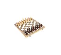 Raxove International Chess, Backgammon Chess Wood Folding 3 in 1, Wood Chess, Board and Folding Pieces, Sharpening the Mind Between Parents and Children