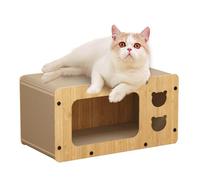 Raxove Scratching House for Cats,Cardboard House with Scratching Box for Cats High Strength | Cardboard Cat House with Scratcher, Wear-resistant Cardboard Lounge Bed for Cats