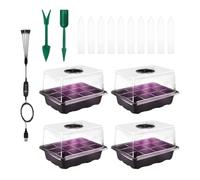 Raxove Seedling Trays with Dome, Seedling Trays with Grow Lights - Starter Kit with Grow Light | Indoor Gardening Plant Trays with 8 Grow Lights a