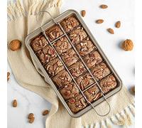 raxter Brownie Baking Tray, Non Stick Square Cake Tin Brownie Pan with Dividers & Loose Base for Professional Slices, 18 Cavity Carbon Steel Bakeware Moulds for Cupcake, Yorkshire Pudding & Muffin