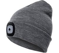 raxter Led Lighted Beanie Hat with USB Rechargeable Head Torch Running Hat, Super-Bright 4 Led Hands-Free Headlamp Cap Unisex Winter Warm Beany Hats for Men & Women [Energy Class A+]