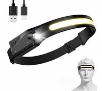 RAXXO Rechargeable LED Head Torch with Motion Sensor, USB-C Headlamp, 230° Wide Beam COB + Spot Light, Hands-Free Head Light for Work & Outdoor Use