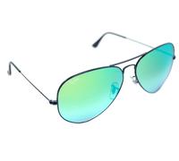 Ray-Ban AVIATOR FLASH RB3025 002/4J 62mm XL Sunglasses BLACK GREEN MIRROR GREY
