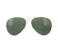 Ray-Ban Unisex's RayBan Aviator Classic Sunglasses, Gold Frame with Green G-15 Lenses, 62 mm