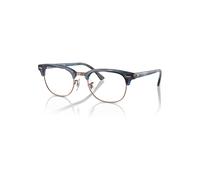 Ray-Ban Eyeglasses Unisex Clubmaster Optics - Striped Blue Frame Clear Lenses Polarized 53-21