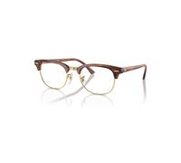 Ray-Ban Eyeglasses Unisex Clubmaster Optics - Striped Brown Frame Clear Lenses Polarized 53-21