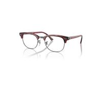 Ray-Ban Eyeglasses Unisex Clubmaster Optics - Striped Red Frame Clear Lenses Polarized 53-21