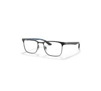 Ray-Ban Eyeglasses Unisex Rb8421 Optics - Black On Blue Frame Clear Lenses Polarized 54-19