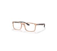 Ray-Ban Eyeglasses Unisex Rb8908 Optics - Matte Brown On Dark Carbon Frame Clear Lenses Polarized 53-18