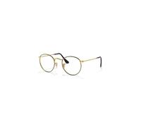 Ray-Ban Eyeglasses Unisex Round Metal Optics - Black On Gold Frame Clear Lenses 47-21
