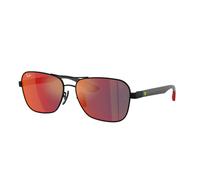 Ray-Ban Unisex Sunglass RB8336M Scuderia Ferrari Collection - Frame color: Matte Black, Lens color: Dark Grey Mirror Blue/Red