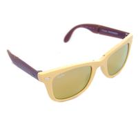 Ray-Ban FOLDING WAYFARER RB4105 6051/93 50mm Mens Sunglasses MATTE YELLOW BROWN