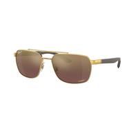Ray - Ban Man RB3701 001/6B Sunglasses Steel Gold Violet Squared Polarized Mirror