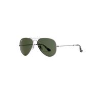 Ray-ban - Matte Silver-tone Aviator Sunglasses, Sunglasses, Green Lenses, Monochrome Acetate Tips, Men's Aviator Sunglasses, 100% UV Protection - Grey