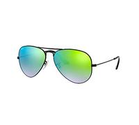 Ray-Ban Men's Aviator Sunglasses, Black ( Shiny Black Mirrorgradientgreen ), 58 mm UK