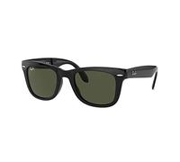 Ray-Ban Men's Folding Wayfarer Square Sunglasses, Black & Crystal Green, 54 mm