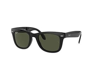Ray-Ban Men's Folding Wayfarer Square Sunglasses, Black & Crystal Green, 54 mm