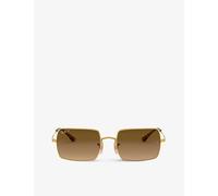 Ray-ban Mens Gold Rb1969 Rectangle-frame Sunglasses 14.5cm