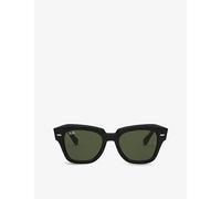 Ray-Ban Mens Ray-Ban Rb2186 Rectangular-Frame Acetate Sunglasses Black