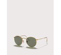 Ray-Ban Mens Round Flat Sunglasses - Colour: 001 Polished Arista Gold-G-15 Green Lens - Size: 50