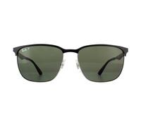 Ray-Ban Men's Square Black Silver Green Polarized 3569 Sunglasses Ray-Ban Black One Size
