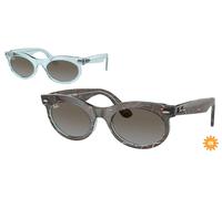 Ray - Ban RB2242 WAYFARER OVAL 138596 Unisex Sunglasses Acetate Light blue Blue Round Normal Shaded