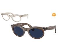Ray - Ban RB2242 WAYFARER OVAL 1383GG Unisex Sunglasses Acetate Grey Blue Round Photochromatic